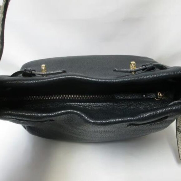 IACUCCI pebbled w snake Leather shoulder tote bag purse Italy black zip top - Picture 3 of 9